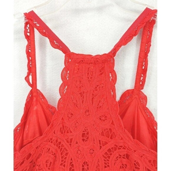 Abercrombie & Fitch Top Womens XS-S Hot Pink Tank Lace Crochet Detailed Cropped - Picture 6 of 12